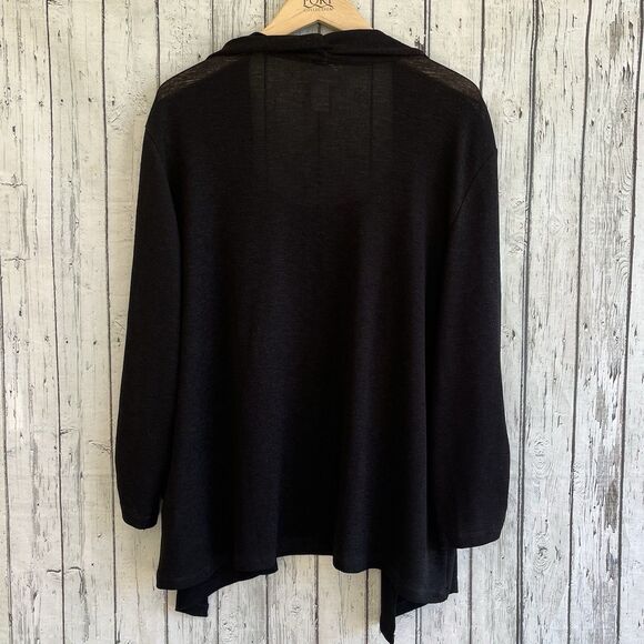 Alfred Dunner Womens Twofer Open Cardigan Size 2X Black 3/4 Sleeves Stretch - Picture 8 of 11